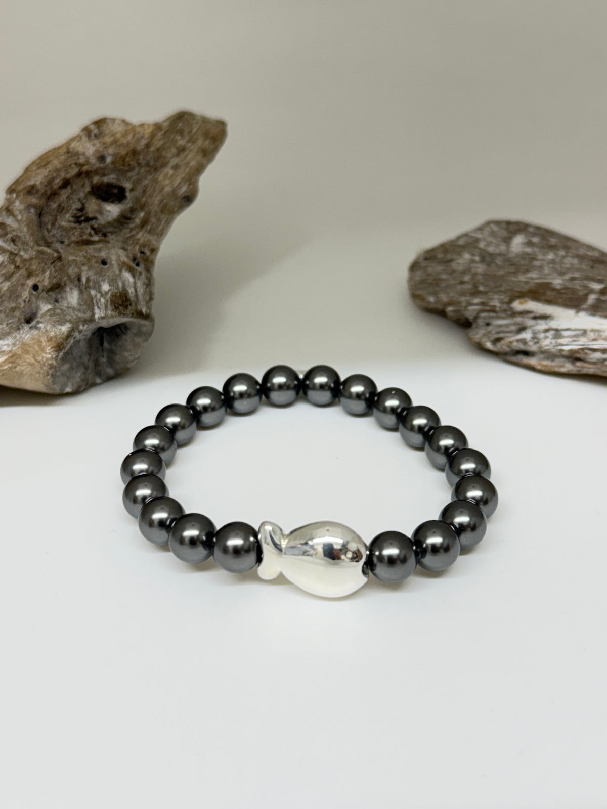 Clio Blue Bracelet Perles de verre Nacrées grise Nemo Clio Blue