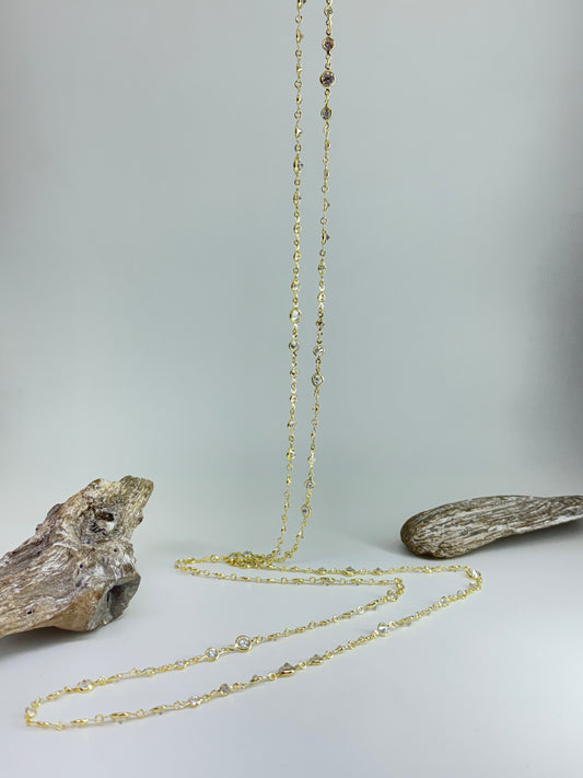 Collier Argent Sterling plaqué or 18 carats et Cubic Zirconium Galerie LoLy BE702NKGD