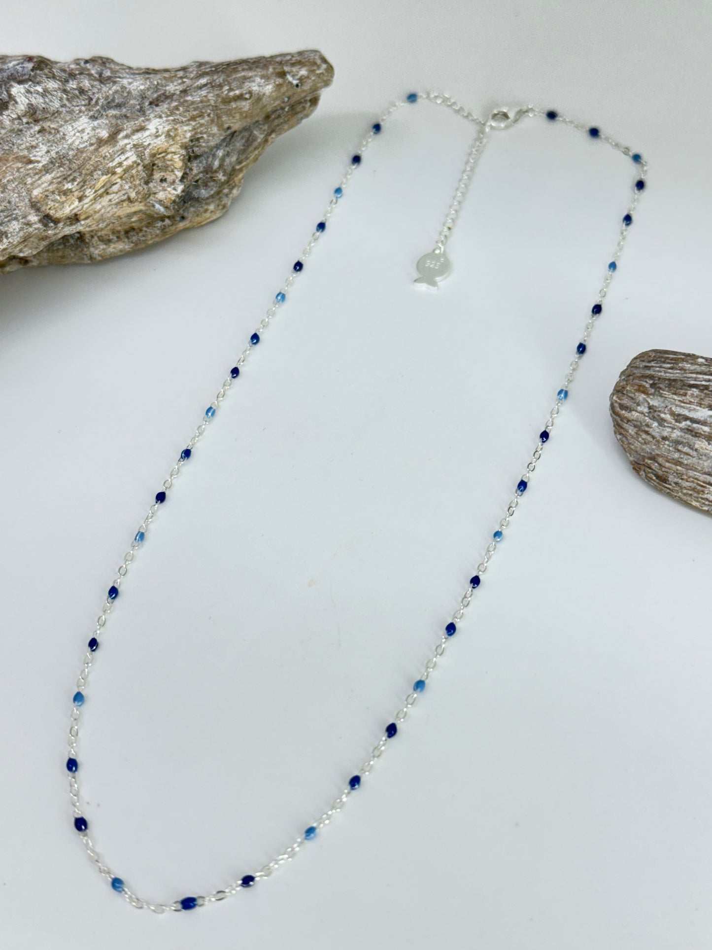 Collier Mimi bleu Argent 925 Fabriqué à la main à Paris en France Clio Blue Collier Mimi