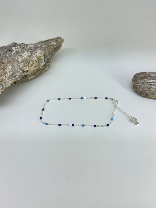 Bracelet Mimi Argent 925 et Résine bleu Dessiné à Paris Clio Blue BR4262