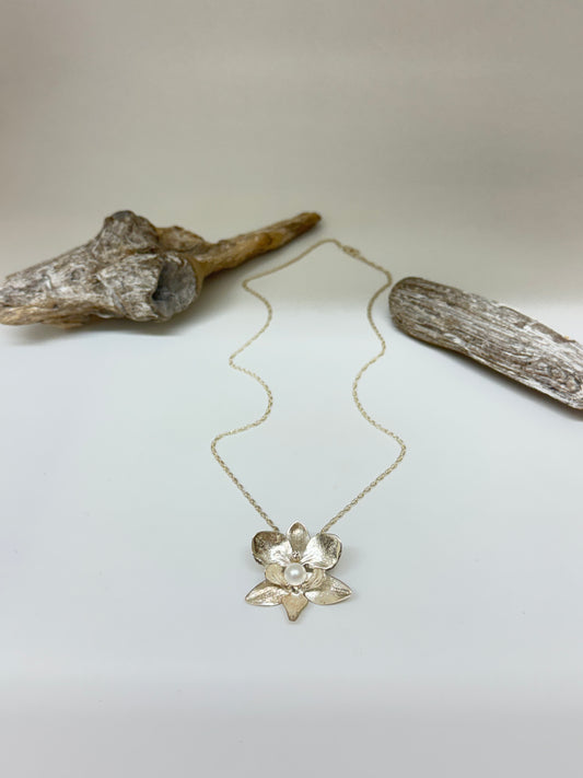 Collier Orchidée Phalaenopsis Brother-Pico 3 Argent Amulette par Bénédite Séguin O-P-P3-B