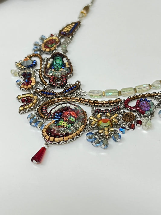 Collier Cristal de verre-Métaux Antique Fabriqué en Israël C3423 AyalaBAR
