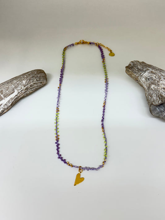 Collier réglable en perles Miyuki lavande avec pièces plaquées or Mishky Fait à la main en Colombie Mishky 113-12977