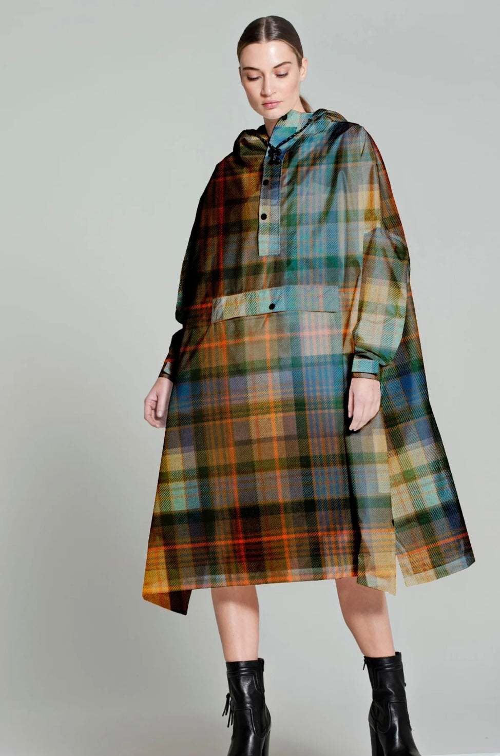 Tartan poncho 100% Polyester recyclé Rain Kiss Tartan poncho