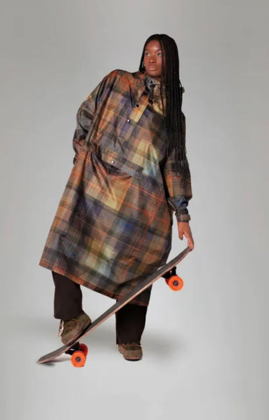 Tartan poncho 100% Polyester recyclé Rainkiss Tartan poncho
