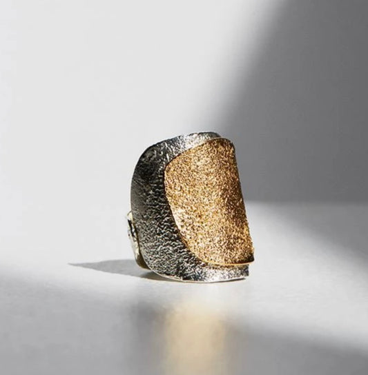 Bague Acera Argent et Or Fait mains à Montréal Isabelle Kapsaskis Bague Acera Argent et Or