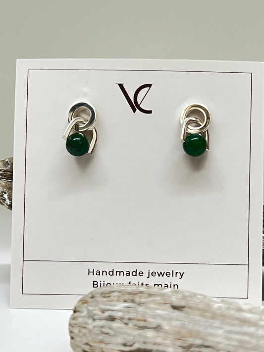 Heureuse - Boucles d’oreilles Jade africain Fait main à Montréal Véronique Roy