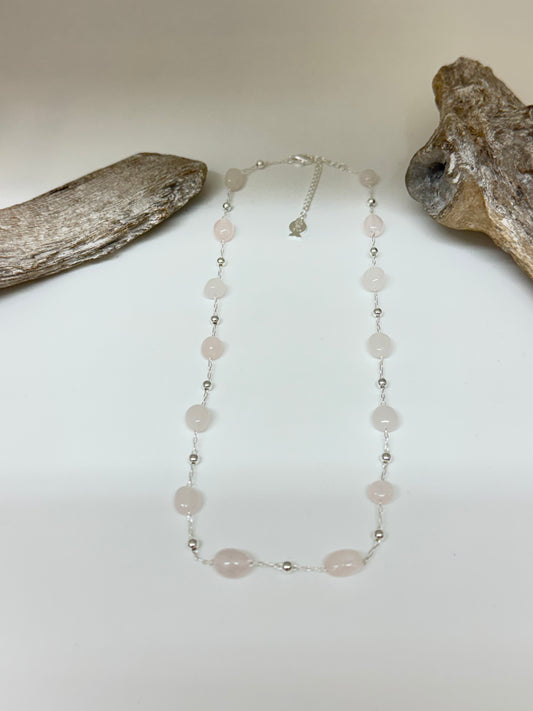 Collier Argent 925 Quartz rose Clio Blue Fait main à paris CO4248QRO