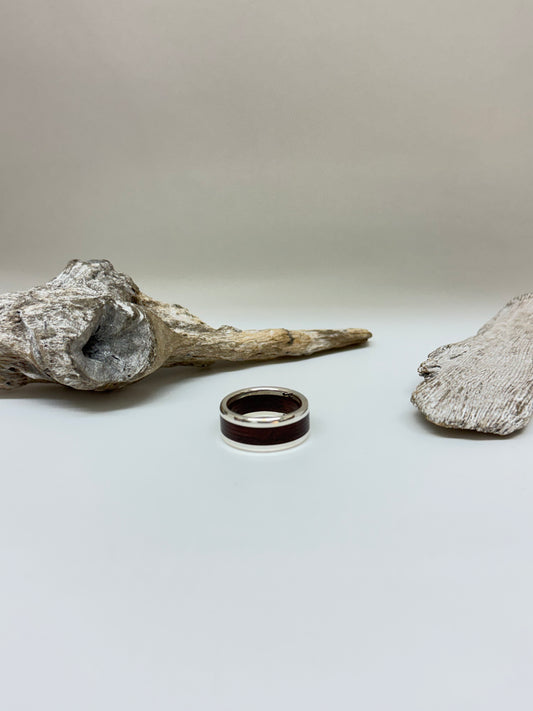 Bague BA03 5mm Bois et Argent 925 Fait à Kamouraska Pierre Brouillette bijoux BA03
