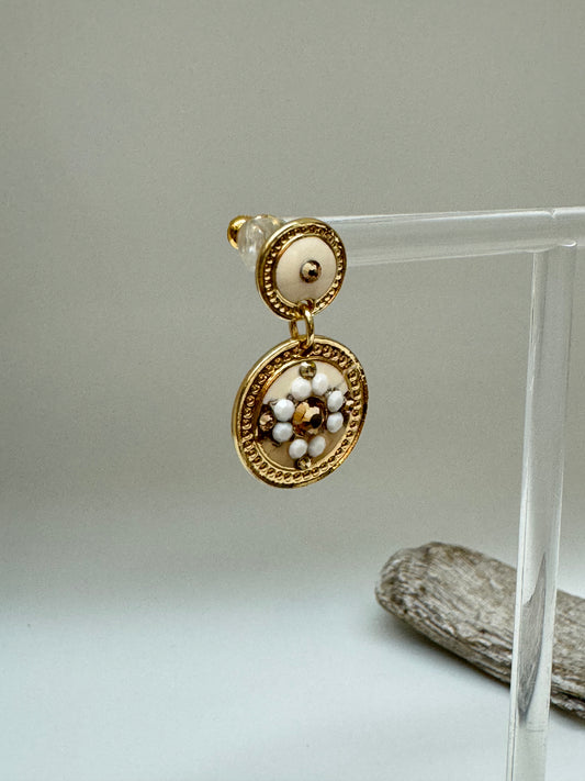 Boucles d'oreille Asequin petite blanche Bijoux Produite à Marseille Gas bijoux Asequin petite blanche