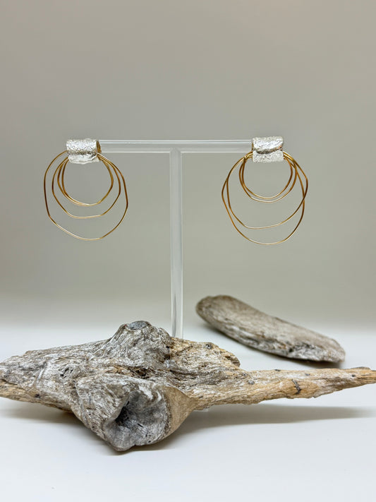 Boucles d'oreilles KRIOS en argent et doré fait mains à Montréal