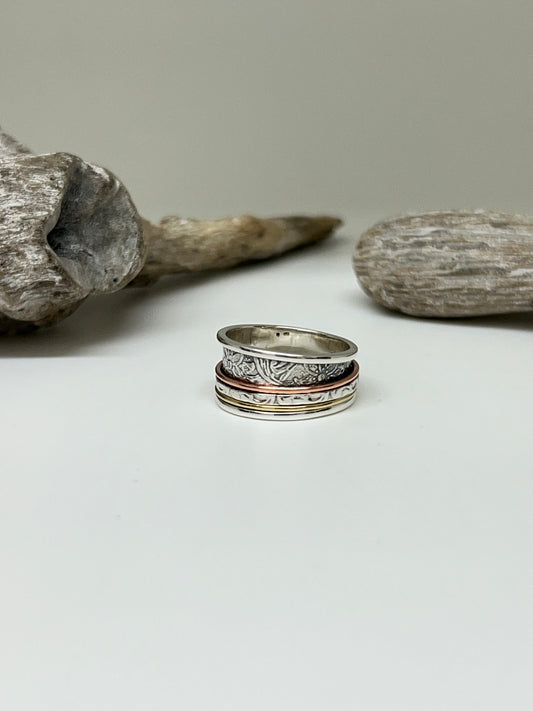 Bague de méditation Argent 925 laiton et cuivre