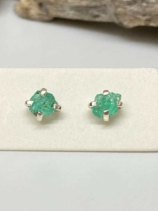 Boucles Émeraude Argent 925 Dessinée à Vancouver Mimi Marge Émeraude