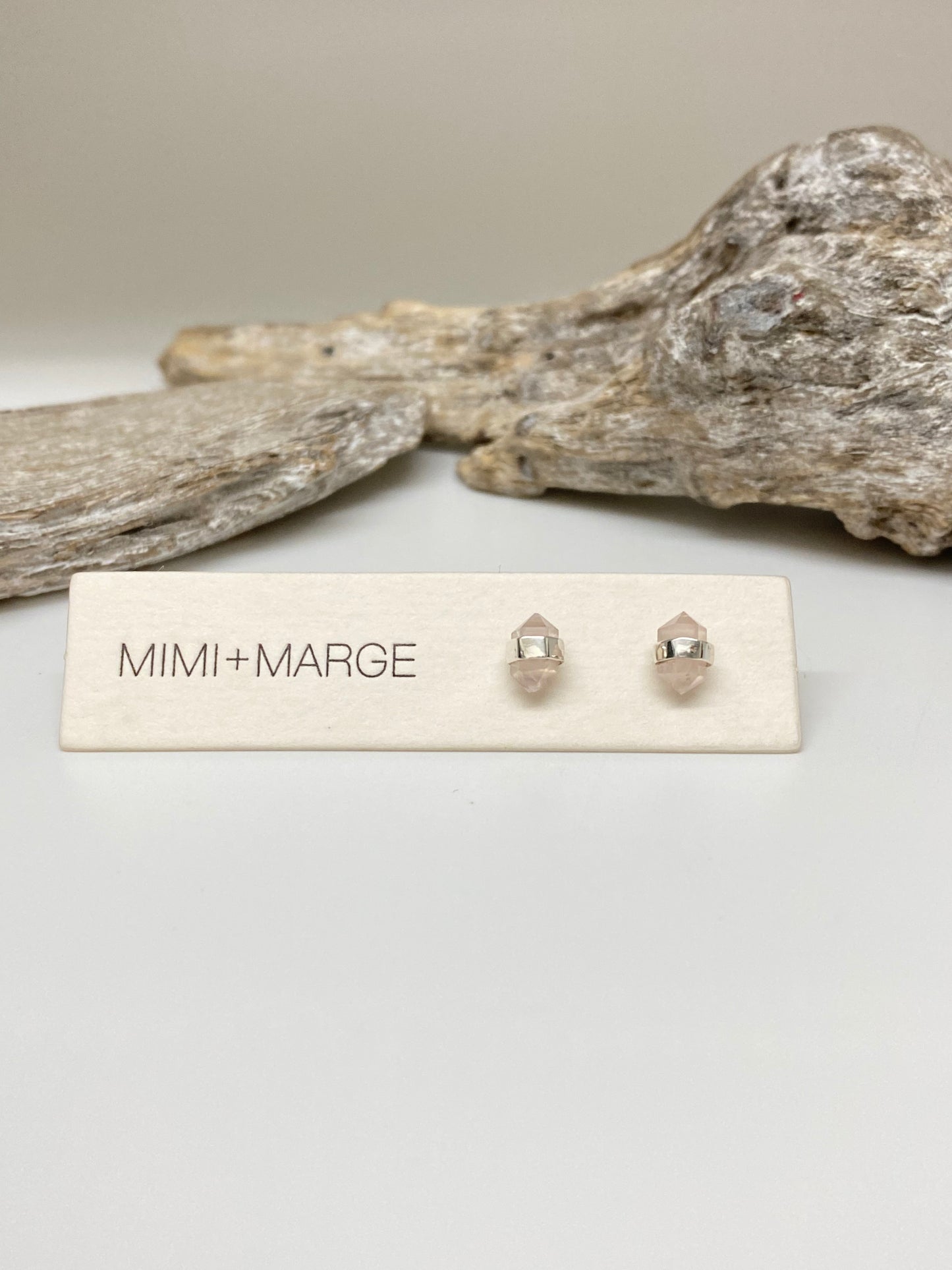 Boucles Quartz rose Argent 925 Dessinée à Vancouver Mimi Marge Quartz rose