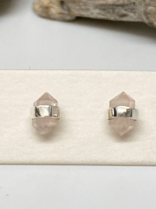 Boucles Quartz rose Argent 925 Dessinée à Vancouver Mimi Marge Quartz rose