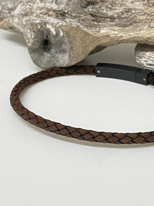 Bracelet Cuir dessiné à Montréal Arz Steel AS-B287