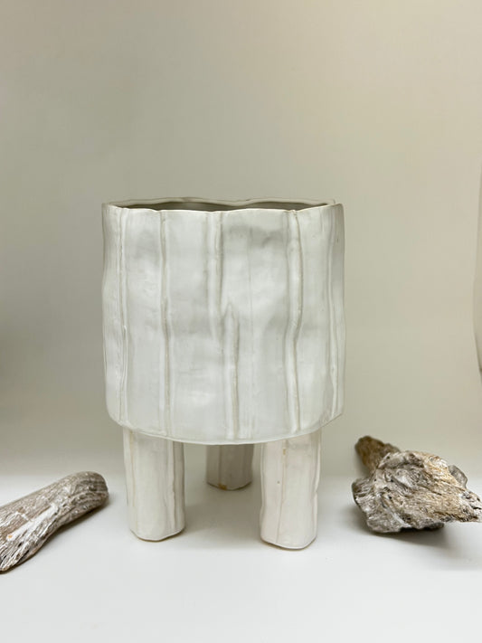 Cache Pot Loukios en céramique blanc Import Fait main Cache pot