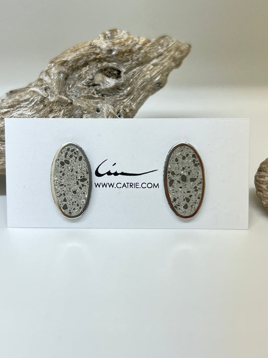 Boucles d'oreille Argent 925-Béton Fait à Montréal