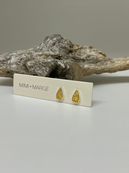 Boucles en forme de larme Kebaikan Or Argent 925 Fait main à Vancouver Mimi Marge