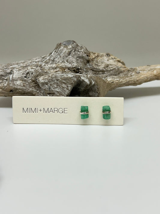 Boucles Émeraude Argent 925 Dessinée à Vancouver Mimi Marge 26-e933