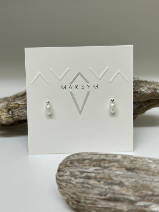 Boucles d'oreilles boules + perles // Argent Fait main à Montréal Maksym bobpera