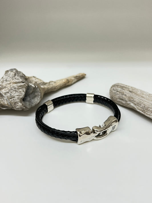 Bracelet Pasando Cuir et Argent 825 Fait main en Espagne Uno de 50