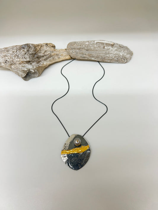 Collier Collier Light Gets In Argent 925 et feuille or, fait main en Ontario Air & Earth Design