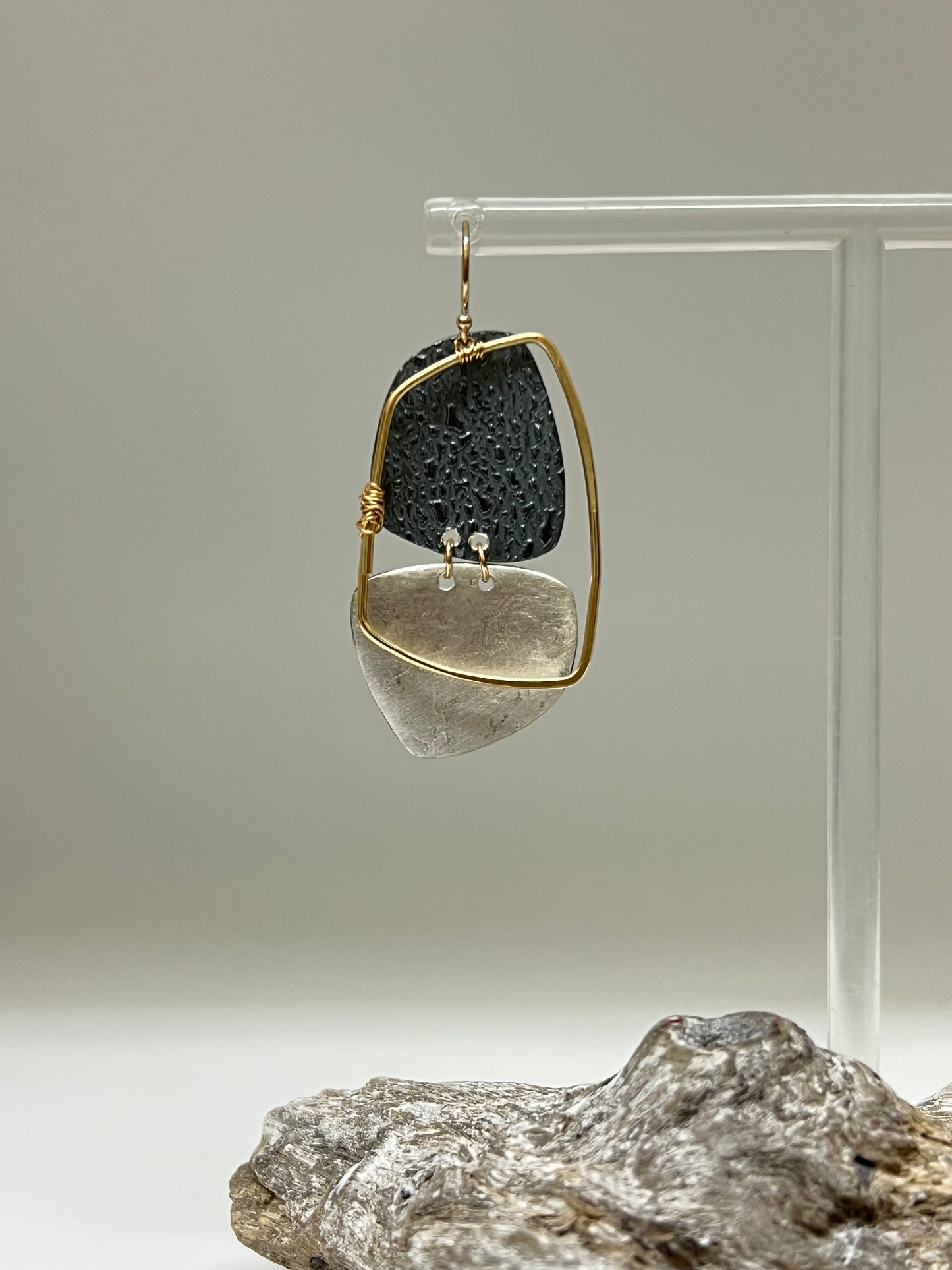 Boucles Cast Argent 925 et Or fait main en Ontario E-H6 Air & Earth Design E-H6