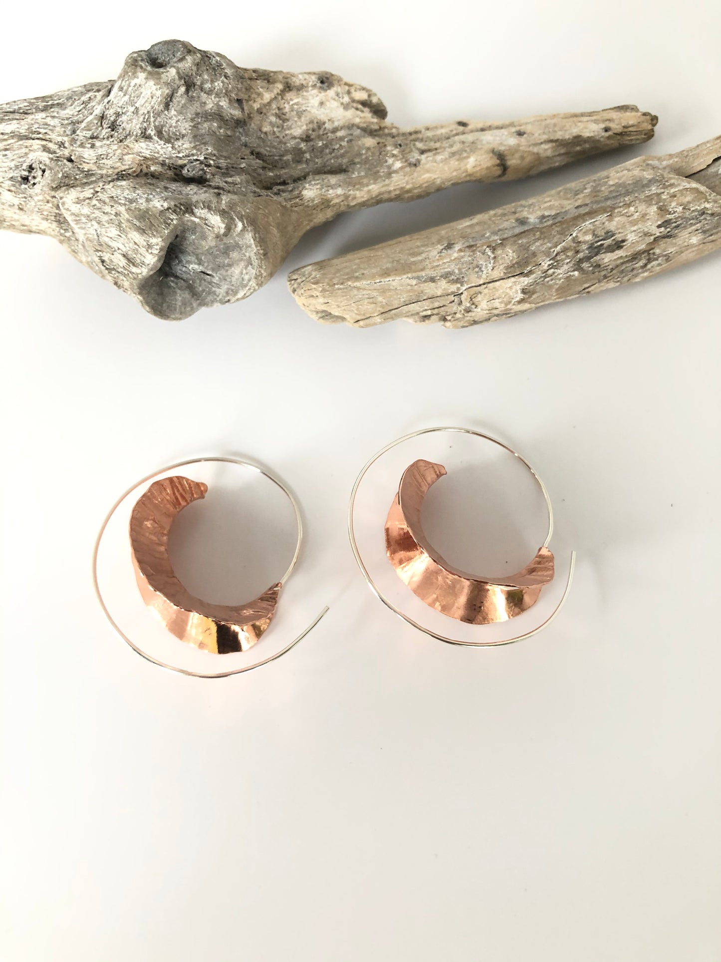 Boucle d'oreilles cuivre et argent 01.03.ForgeCuivre40 Claudine Moncion