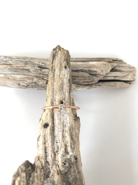 Bague Diamants Solitaire Or rose 14 carats recyclé Fait en Outaouais W Jewellery