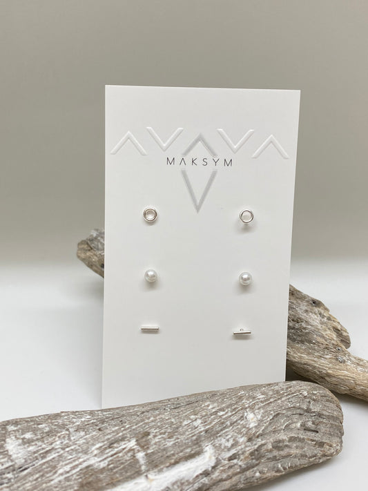 Trio boucles d'oreilles #3 Fait main à Montréal Maksym Joaillerie