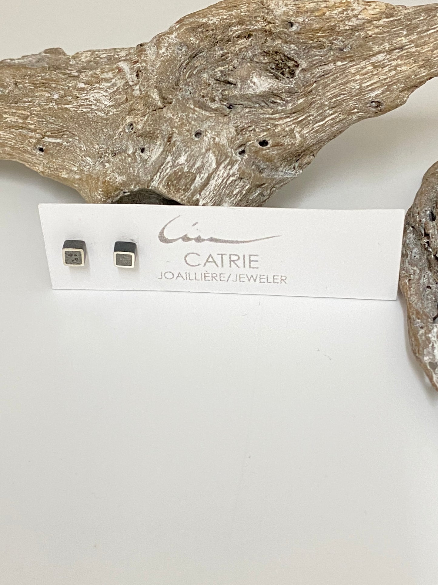 Boucles d'oreille Argent 925-Béton-Pierres Fait à Montréal pr040a