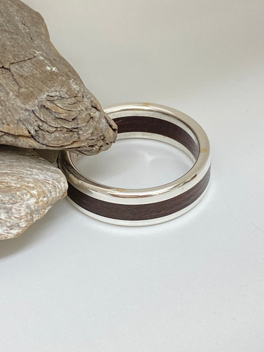 Bague en Argent 925 et Bois Fait à Kamouraska Pierre Brouillette Joaillière PBBA02-3mm