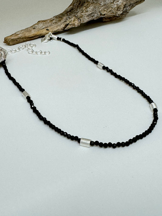 Le Collier Tube Golden Obsidienne et Argent S. Bucci Atelier créatif Collier Tube Golden Obsidienne