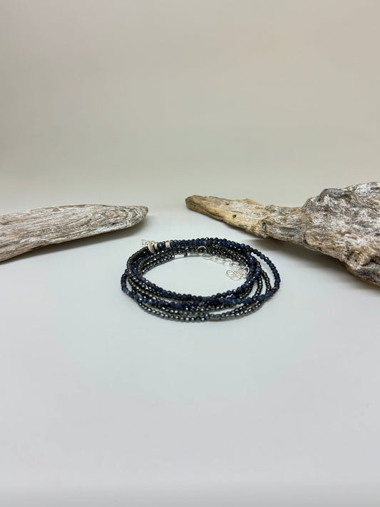 Bracelet Multi 7 Saphir et Hématite et argent S. Bucci Atelier créatif& Bracelet Multi 7 Saphir et Hématite