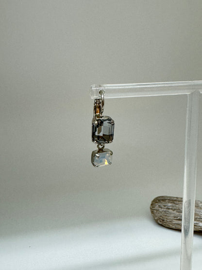 Boucles d'oreilles rectangulaire avec pendentif plaqué argent rhodiomé avec Cristal de Swarovski Mariana e-1221/3-1154