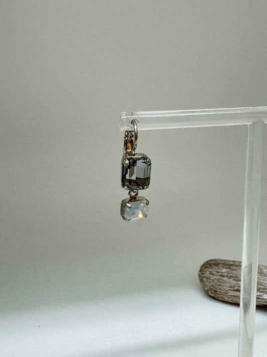 Boucles d'oreilles rectangulaire avec pendentif plaqué argent rhodiomé avec Cristal de Swarovski Mariana e-1221/3-1154