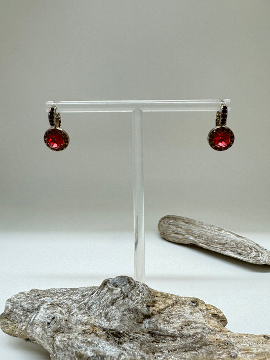 Boucles d'oreilles rouge plaqué argent rhodiomé avec Cristal de Swarovski Mariana e-1129-1