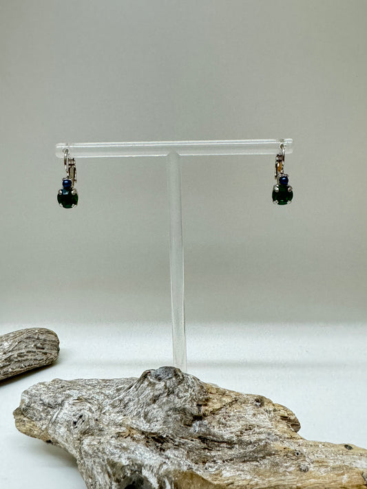 Boucles d'oreilles rouge plaqué argent rhodiomé avec Cristal de Swarovski Mariana e-1035-1
