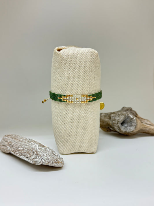 Bracelet Peeky vert Artisanal Perle Japonaise Miyuki Mishky Fait en Colombie Bracelet Peeky vert