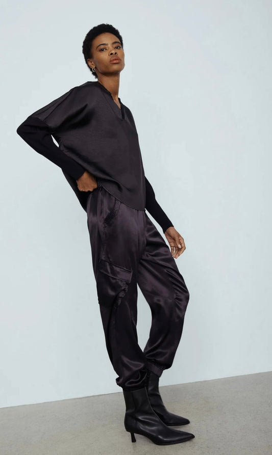 Jacob Cargo Satin noir Mélissa Nepton Jacob cargo pant
