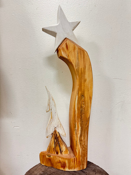 Sapin Étoile blanc naturel grand sur pied fait de bois recyclé Fait main à Cap Santé Bertrand Massé Artiste et-st-19
