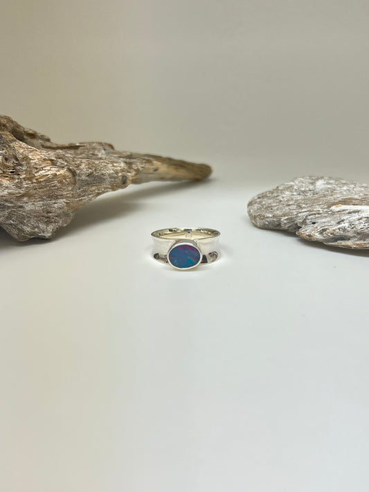 Bague Argent 925 & Opal de feu Dessinée par Carole Morand