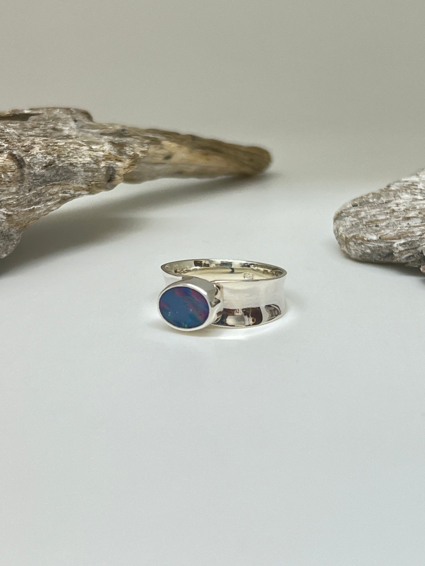 Bague Argent 925 & Opal de feu Dessinée par Carole Morand