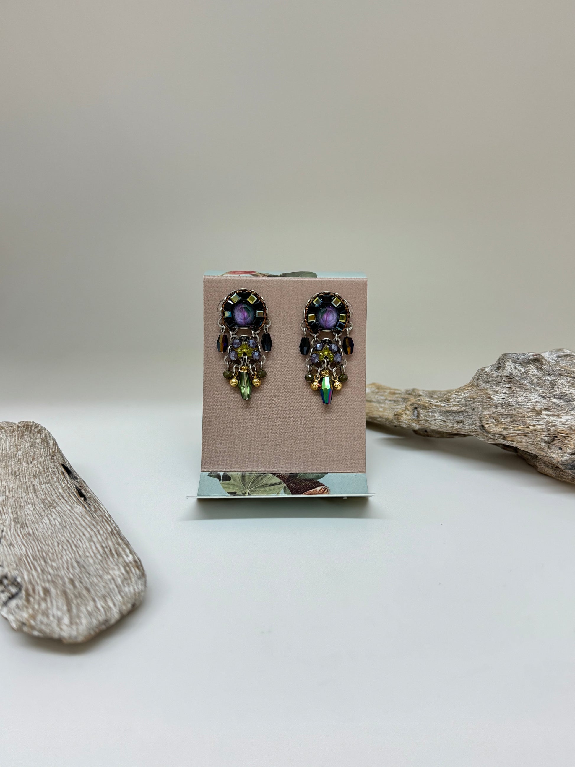 Boucles d'oreilles Allure Ayala Bar Cristaux/Métaux antiques/Verre fabriquée au Moyen-Orient C2270