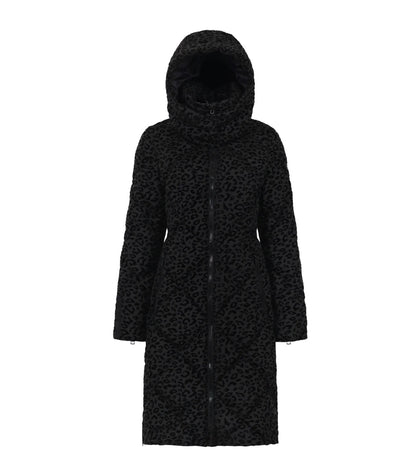 Manteau long en duvet vegan Saga | Léopard noir Eleven Elfs design Italien