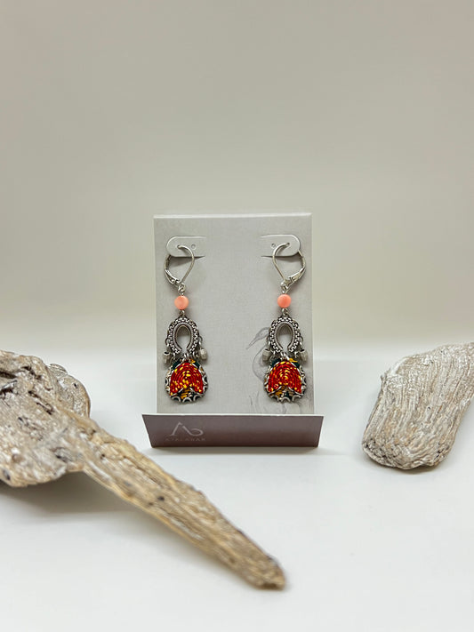 Boucles AyalaBAR Cristaux/Métaux antiques/Verre fabriquées en Israël H2035