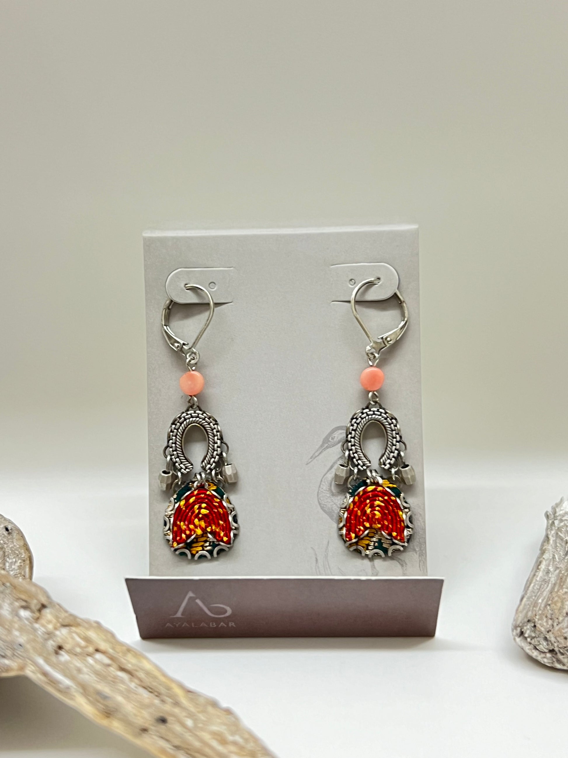 Boucles AyalaBAR Cristaux/Métaux antiques/Verre fabriquées en Israël H2035