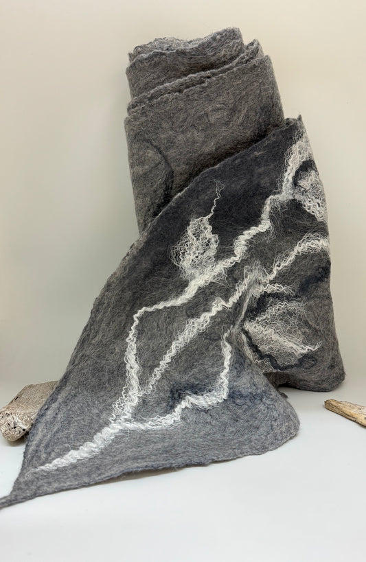 Foulard Cinéma muet laine feutré Isabelle Boudreau Foulard laine mérinos