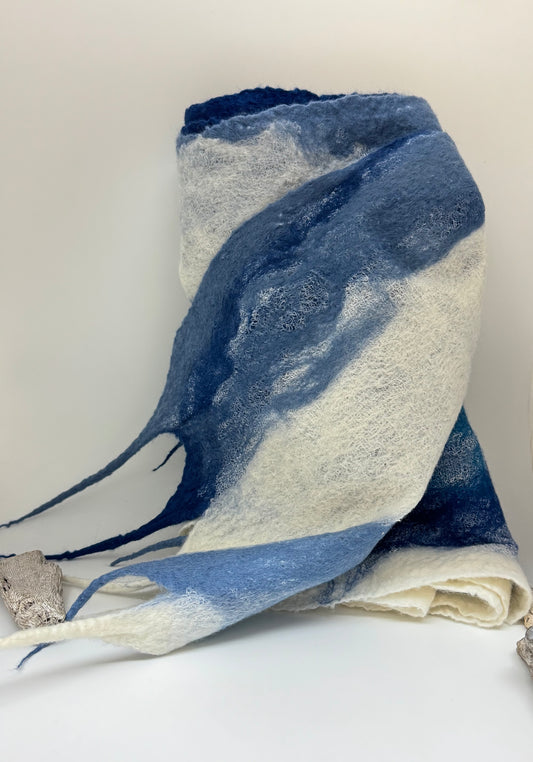 Foulard Ciel laine feutré Isabelle Boudreau Foulard laine mérinos